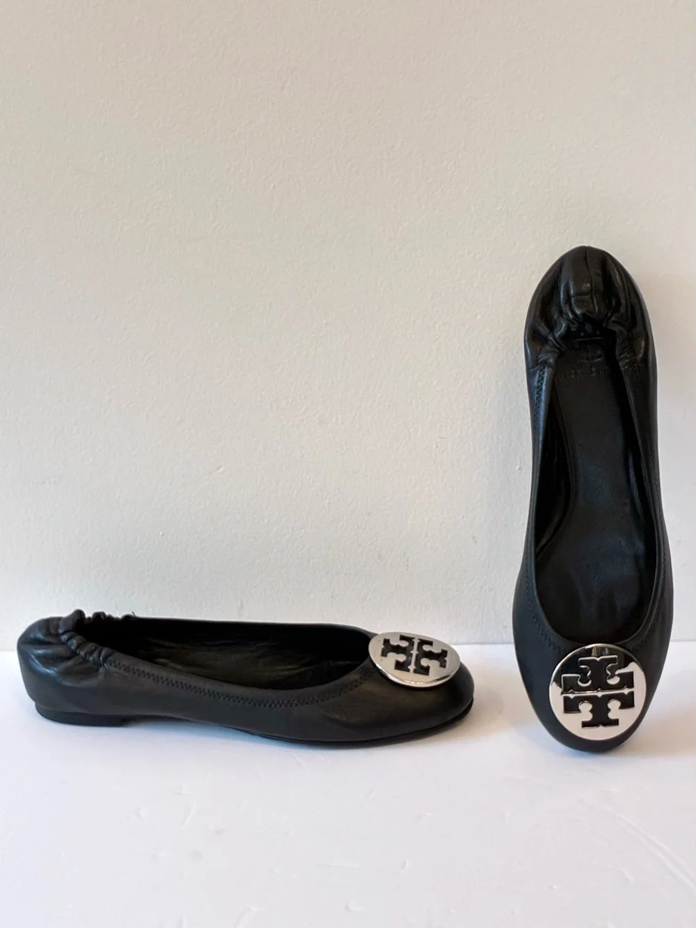 Tory Burch Black + Silver Reva Ballet Flat